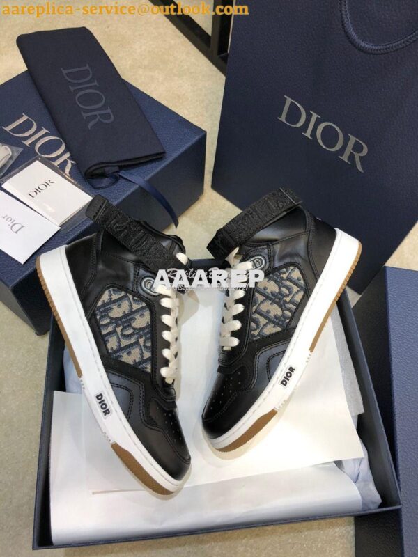 Replica Dior B27 High-Top Sneaker 3SH132 Black Smooth Calfskin with Ob 4