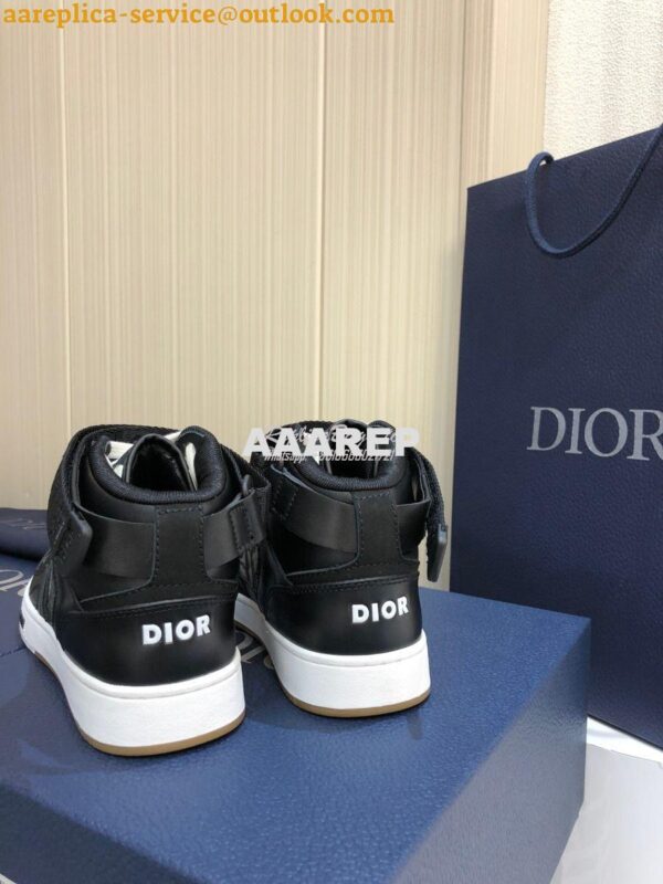 Replica Dior B27 High-Top Sneaker 3SH132 Black Smooth Calfskin with Ob 10