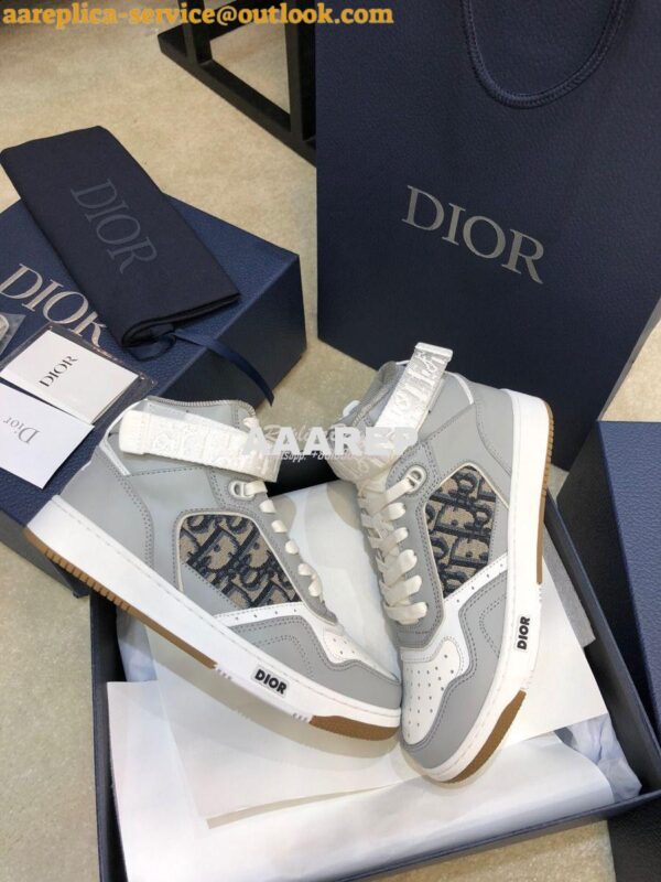 Replica Dior B27 High-Top Sneaker 3SH132 Gray Smooth Calfskin with Obl 7