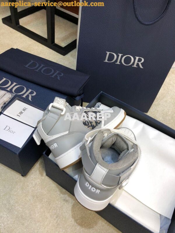 Replica Dior B27 High-Top Sneaker 3SH132 Gray Smooth Calfskin with Obl 9