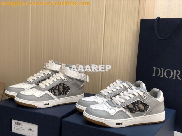 Replica Dior B27 High-Top Sneaker 3SH132 Gray Smooth Calfskin with Obl 11