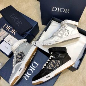 Replica Dior B27 High-Top Sneaker 3SH132 White and Gray Smooth Calfski 2