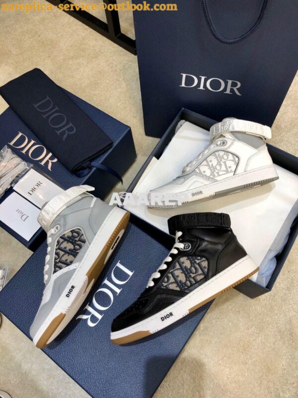 Replica Dior B27 High-Top Sneaker 3SH132 White and Gray Smooth Calfski 4