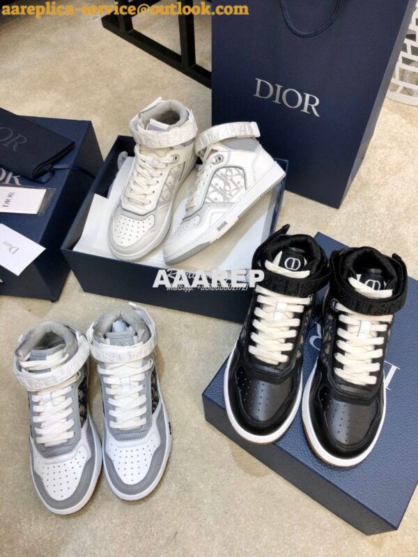 Replica Dior B27 High-Top Sneaker 3SH132 White and Gray Smooth Calfski 5