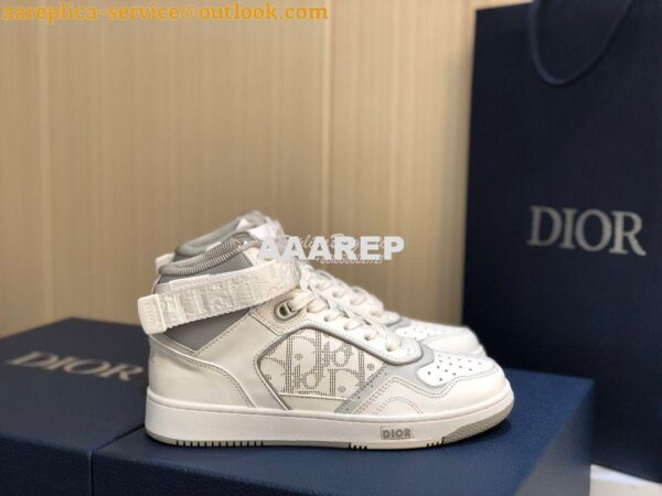 Replica Dior B27 High-Top Sneaker 3SH132 White and Gray Smooth Calfski 7