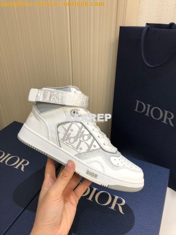 Replica Dior B27 High-Top Sneaker 3SH132 White and Gray Smooth Calfski 8