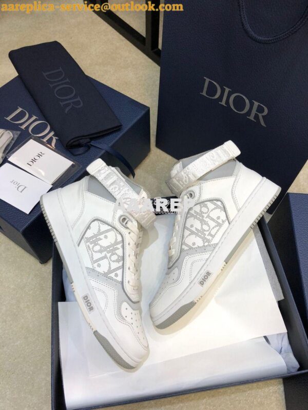 Replica Dior B27 High-Top Sneaker 3SH132 White and Gray Smooth Calfski 10