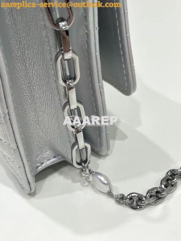 Replica Dior Miss Dior Mini Bag Iridescent Metallic Silver-Tone Cannag 5