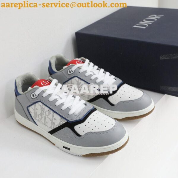 Replica Dior B27 Low-Top Sneaker Blue, Gray and White Smooth Calfskin 3