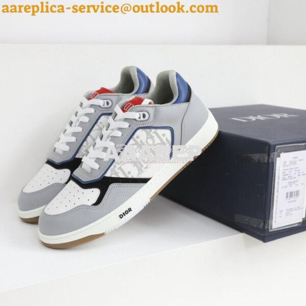 Replica Dior B27 Low-Top Sneaker Blue, Gray and White Smooth Calfskin 6