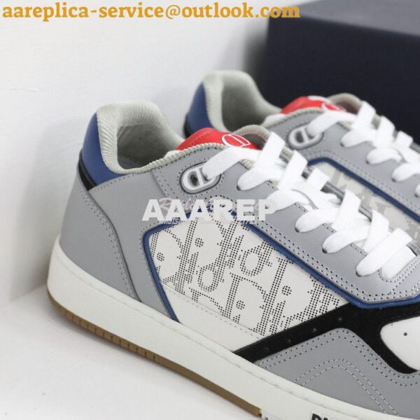 Replica Dior B27 Low-Top Sneaker Blue, Gray and White Smooth Calfskin 7