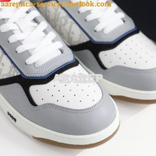 Replica Dior B27 Low-Top Sneaker Blue, Gray and White Smooth Calfskin 9