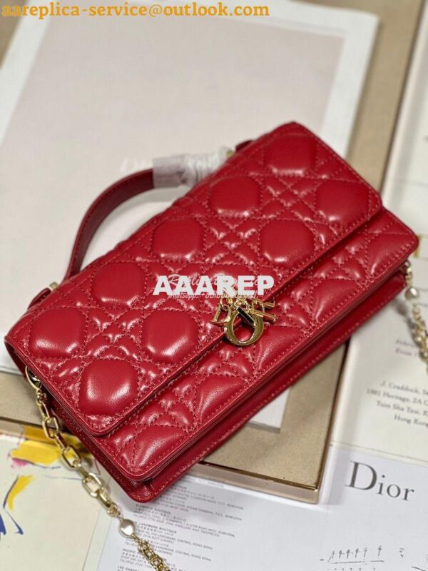 Replica Dior Miss Dior Mini Bag Red Cannage Lambskin S0980O 4