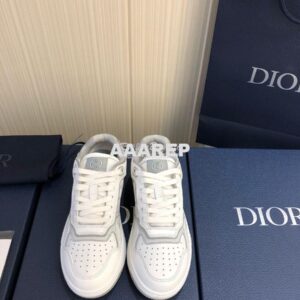 Replica Dior B27 Low-Top Sneaker White and Gray Smooth Calfskin with W 2