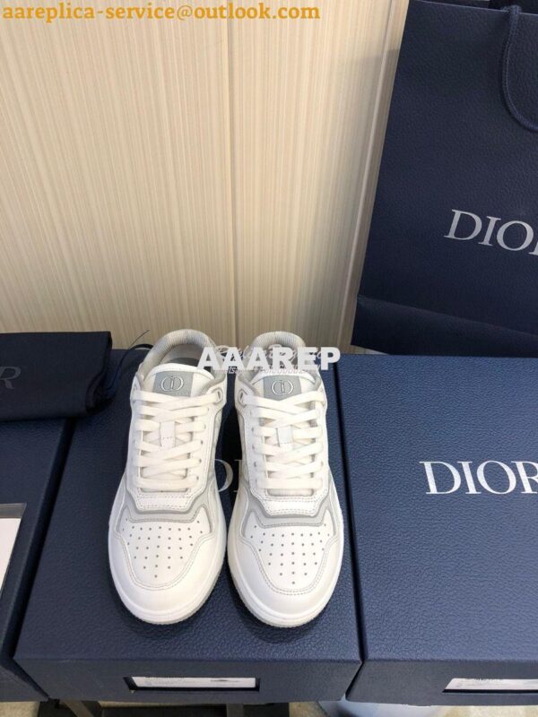 Replica Dior B27 Low-Top Sneaker White and Gray Smooth Calfskin with W 4