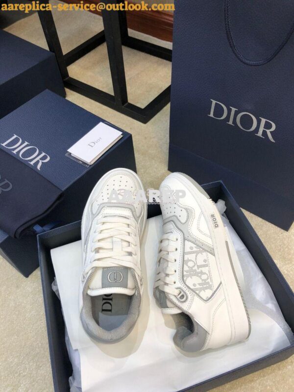 Replica Dior B27 Low-Top Sneaker White and Gray Smooth Calfskin with W 4