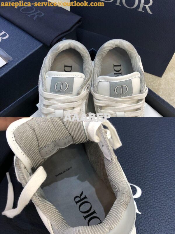 Replica Dior B27 Low-Top Sneaker White and Gray Smooth Calfskin with W 8