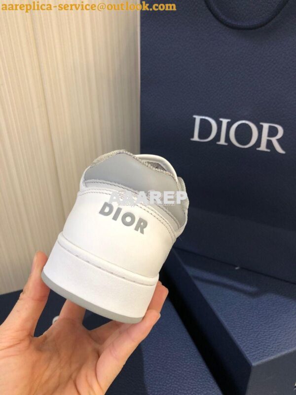 Replica Dior B27 Low-Top Sneaker White and Gray Smooth Calfskin with W 8