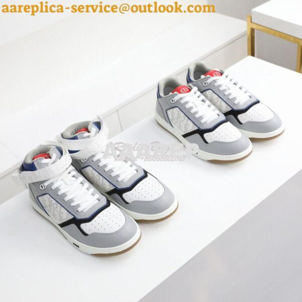 Replica Dior B27 Mid-Top Sneaker Blue, Gray and White Smooth Calfskin 2