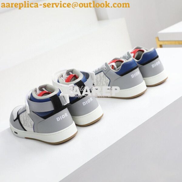 Replica Dior B27 Mid-Top Sneaker Blue, Gray and White Smooth Calfskin 3