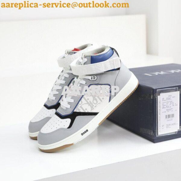 Replica Dior B27 Mid-Top Sneaker Blue, Gray and White Smooth Calfskin 5