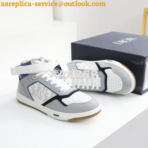 Replica Dior B27 Mid-Top Sneaker Blue, Gray and White Smooth Calfskin 6