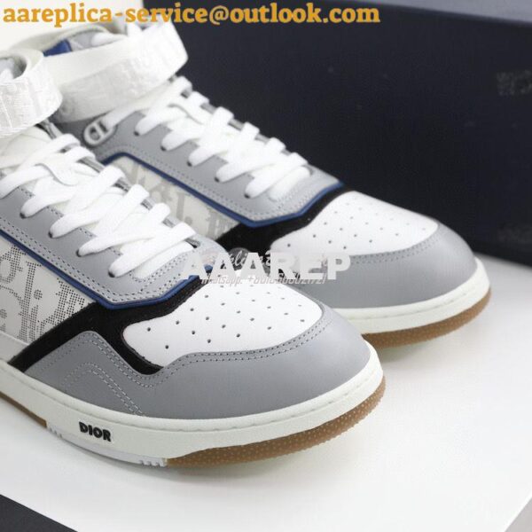 Replica Dior B27 Mid-Top Sneaker Blue, Gray and White Smooth Calfskin 10