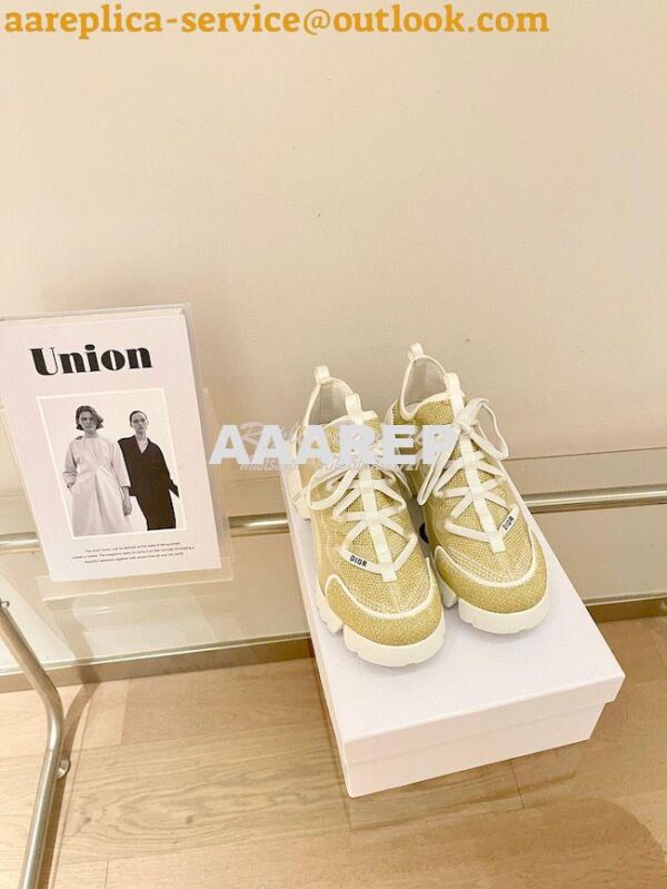 Replica Dior D-Connect Mesh Sneaker In Gold Textile KCK222 3