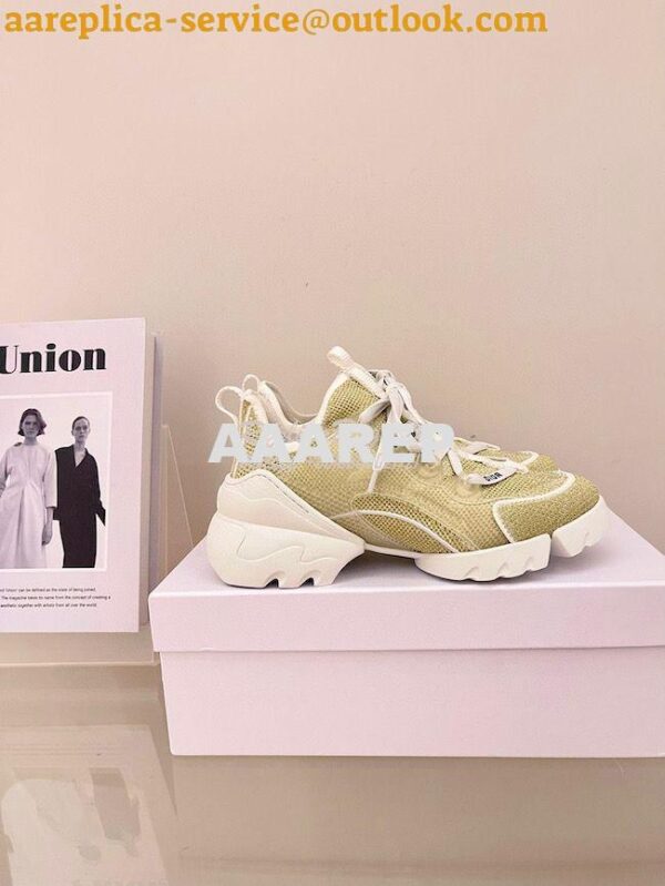 Replica Dior D-Connect Mesh Sneaker In Gold Textile KCK222 5