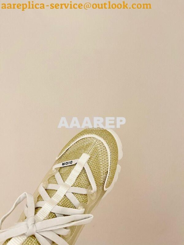 Replica Dior D-Connect Mesh Sneaker In Gold Textile KCK222 8