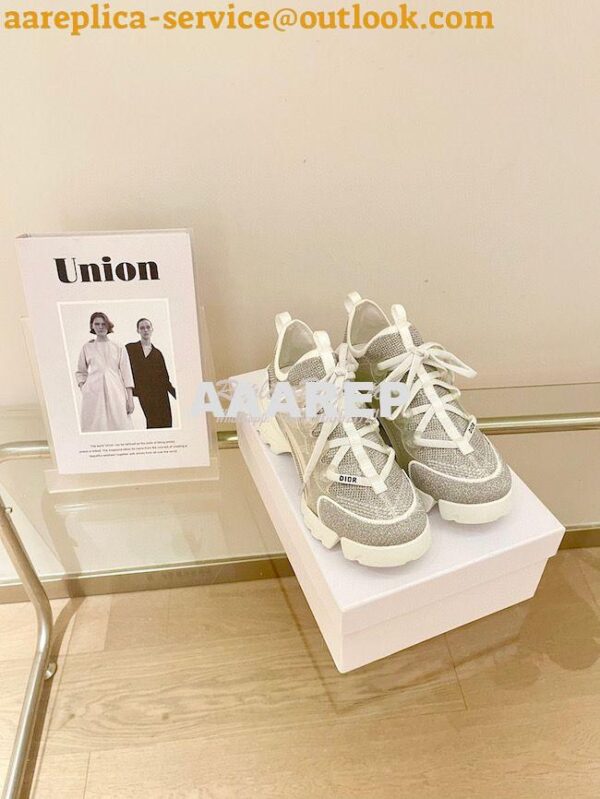 Replica Dior D-Connect Mesh Sneaker In Silver Textile KCK222 2