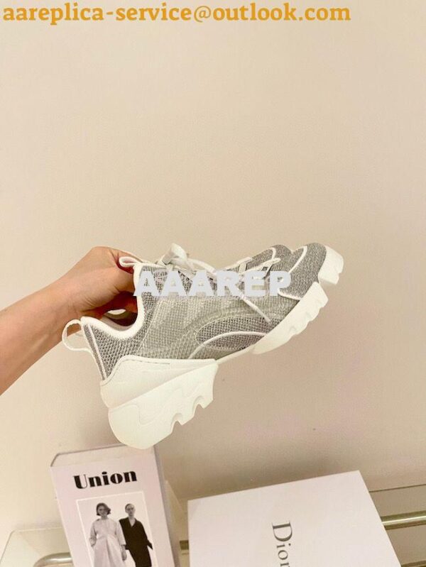 Replica Dior D-Connect Mesh Sneaker In Silver Textile KCK222 7