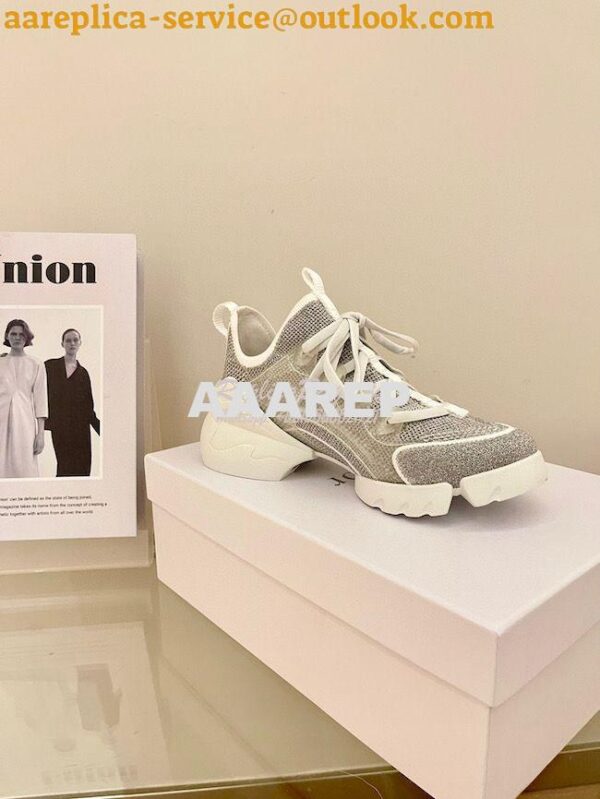 Replica Dior D-Connect Mesh Sneaker In Silver Textile KCK222 9