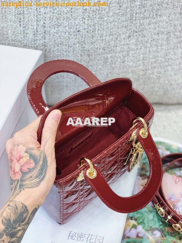 Replica Dior My ABCdior Lady Dior Bag in Patent Calfskin M0538 Claret 10