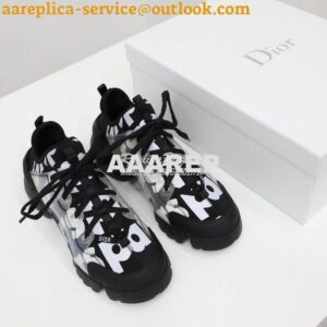 Replica Dior D-Connect Sneaker Black Spatial Printed Reflective Techni