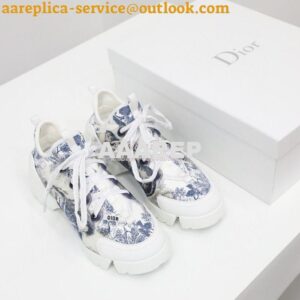 Replica Dior D-Connect Sneaker Deep Blue Toile de Jouy Technical Fabri