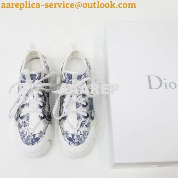 Replica Dior D-Connect Sneaker Deep Blue Toile de Jouy Technical Fabri 4