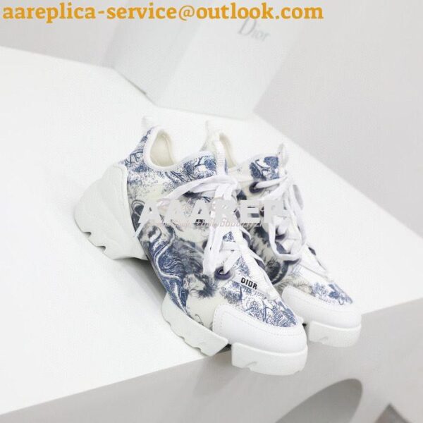 Replica Dior D-Connect Sneaker Deep Blue Toile de Jouy Technical Fabri 6