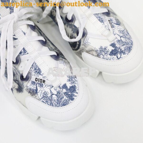 Replica Dior D-Connect Sneaker Deep Blue Toile de Jouy Technical Fabri 8