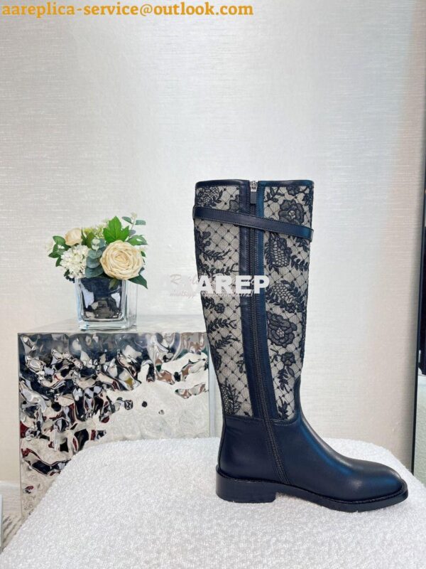 Replica Dior Boots Transparent Mesh and Suede Calfskin Embroidered wit 6