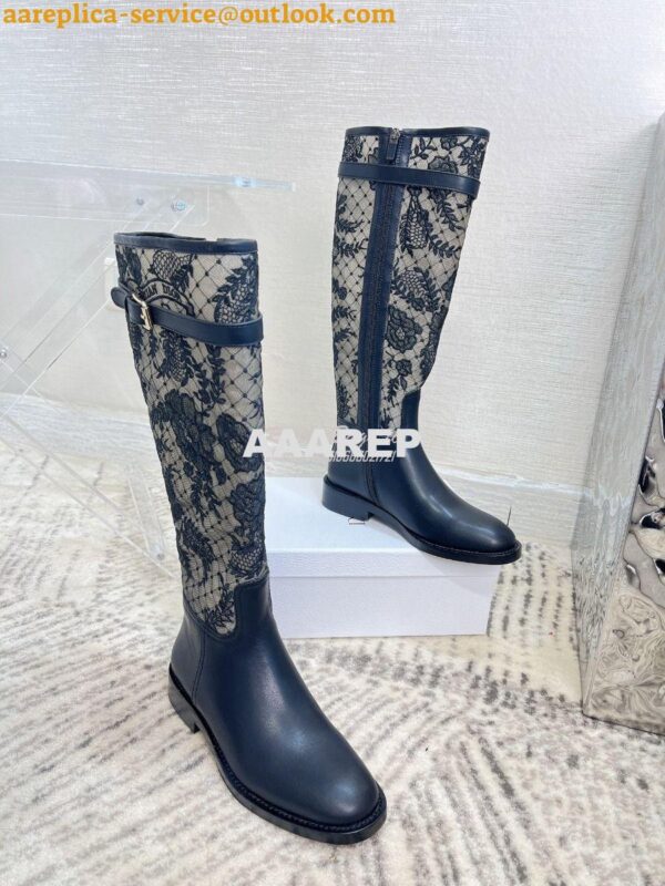 Replica Dior Boots Transparent Mesh and Suede Calfskin Embroidered wit 7