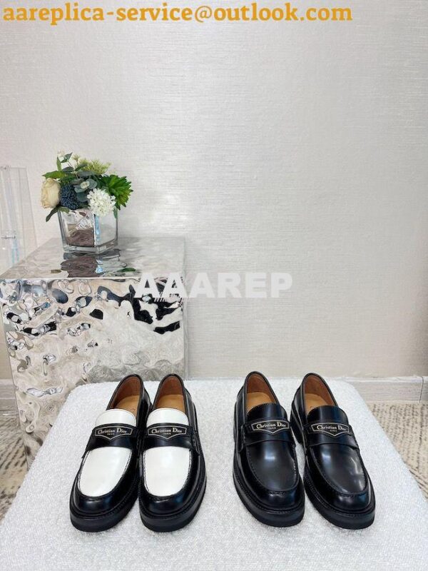 Replica Dior Boy Loafer Black White Brushed Calfskin KDB759