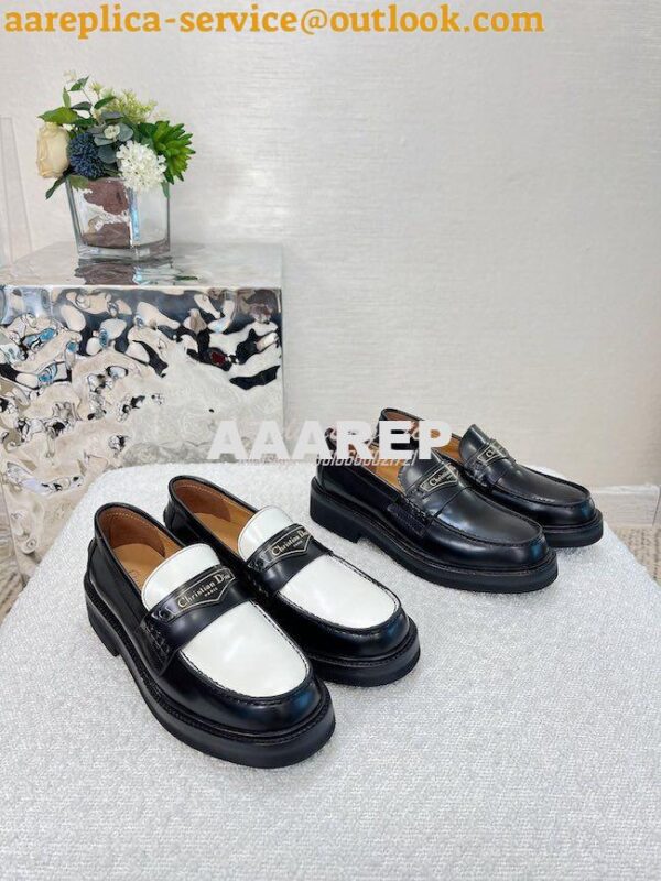 Replica Dior Boy Loafer Black White Brushed Calfskin KDB759 2