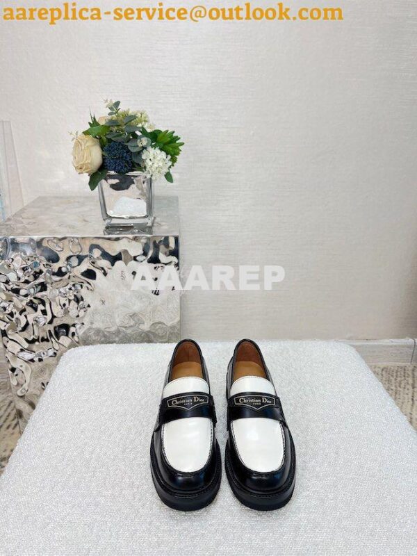 Replica Dior Boy Loafer Black White Brushed Calfskin KDB759 3