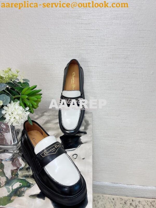 Replica Dior Boy Loafer Black White Brushed Calfskin KDB759 4