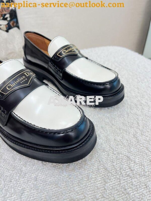 Replica Dior Boy Loafer Black White Brushed Calfskin KDB759 6