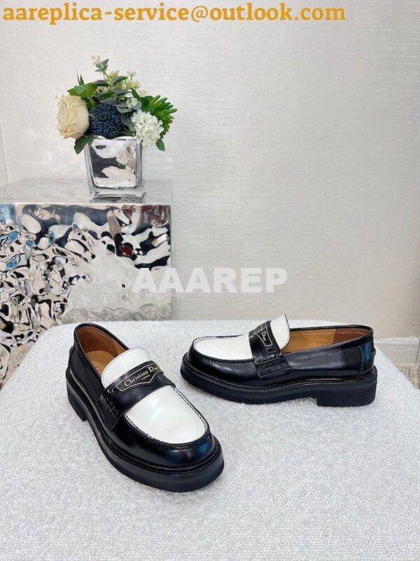 Replica Dior Boy Loafer Black White Brushed Calfskin KDB759 7