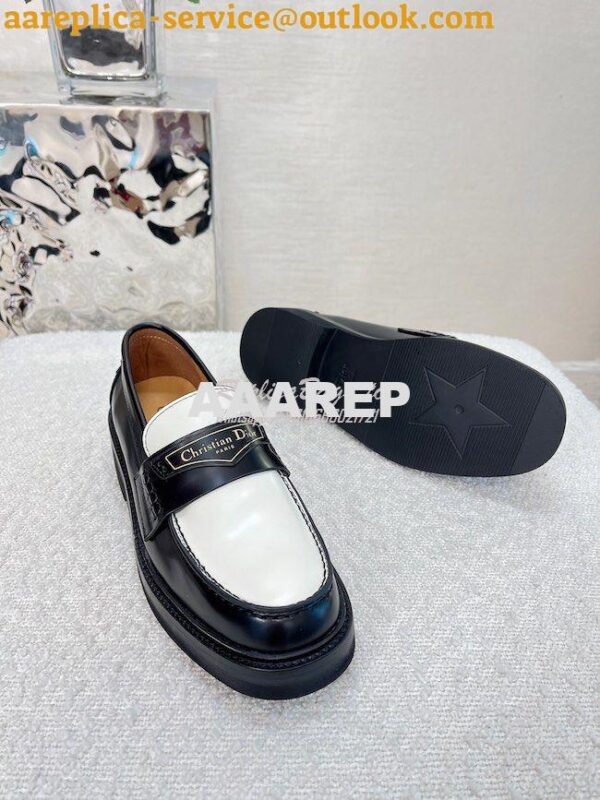 Replica Dior Boy Loafer Black White Brushed Calfskin KDB759 9