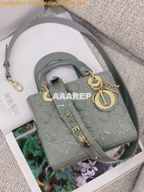 Replica Dior My ABCdior Lady Dior Bag in Patent Calfskin M0538 Stone G 3