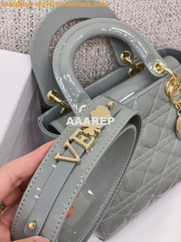 Replica Dior My ABCdior Lady Dior Bag in Patent Calfskin M0538 Stone G 5